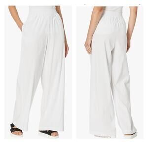 Sweaty Betty white Stretch Linen Blend wide leg pants elastic waist